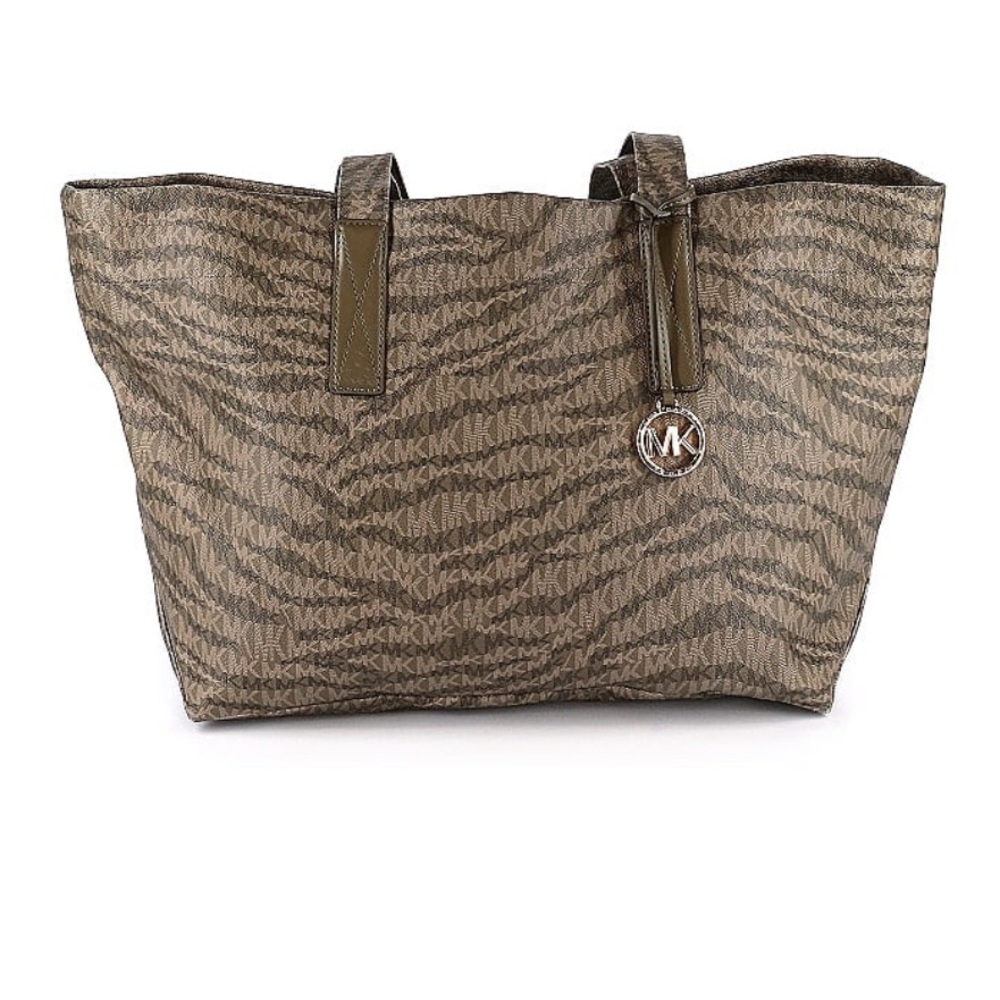 Michael Kors Large Logo Camo Print Tote Olive